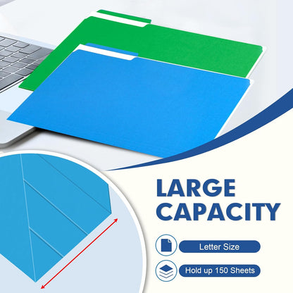 PANDRI Colored File Folders, 120 Pack 1/3 Cut Tab File Folder, 6 Colors