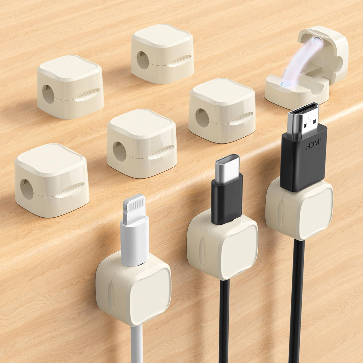 Magnetic Cable Clips, Cute Desk Charger Cord Holder