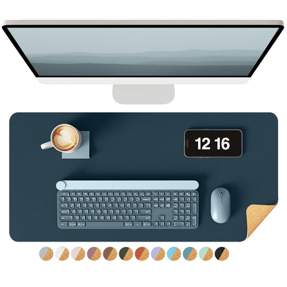 YSAGi Double-Sided Desk Pad, 31.5"x15.7"Leather Desk Mat, Eco Cork Desk Pad Protector,Large Mouse Pad,Waterproof Desk Blotter for Office/Home(Coffee)