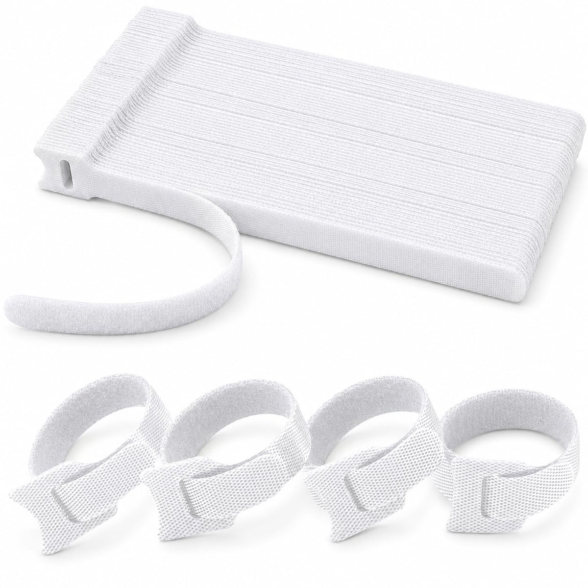 70pcs Cable Ties Reusable Black and White Wire Ties Cable Management Cord Ties Reusable for Electronics Hook and Loop Cable Ties for Computer 4 6 8 Inch