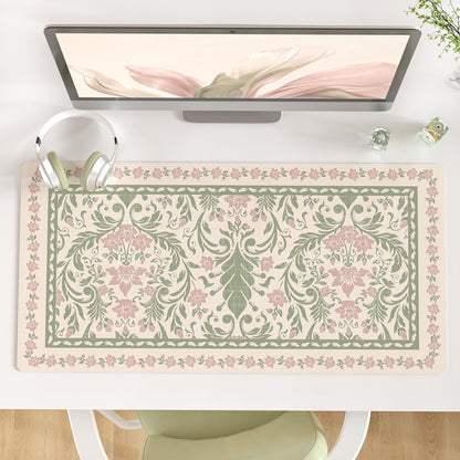 QIYI PU Leather Large Mouse Pad, Waterproof Desk Mat, 31.5" x 15.7", Peony