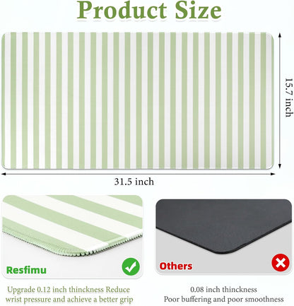 Green Striped Desk Mat Large Mouse Pad Cute Desk Pad Keyboard Computer Mat