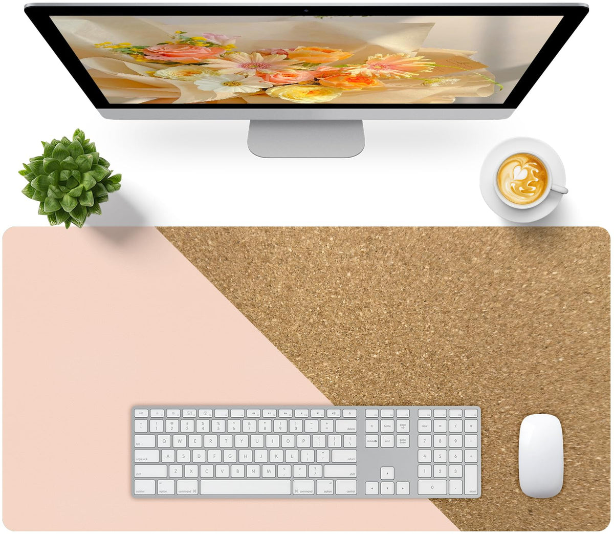 Leather Desk Pad, Mouse Pad, Non-Slip Desk Protector Mat, Leather Desk Blotter, Computer Desk Pad, Waterproof Desk Mat for Office Home Decor - Beige (31.5×15.7 Inches)