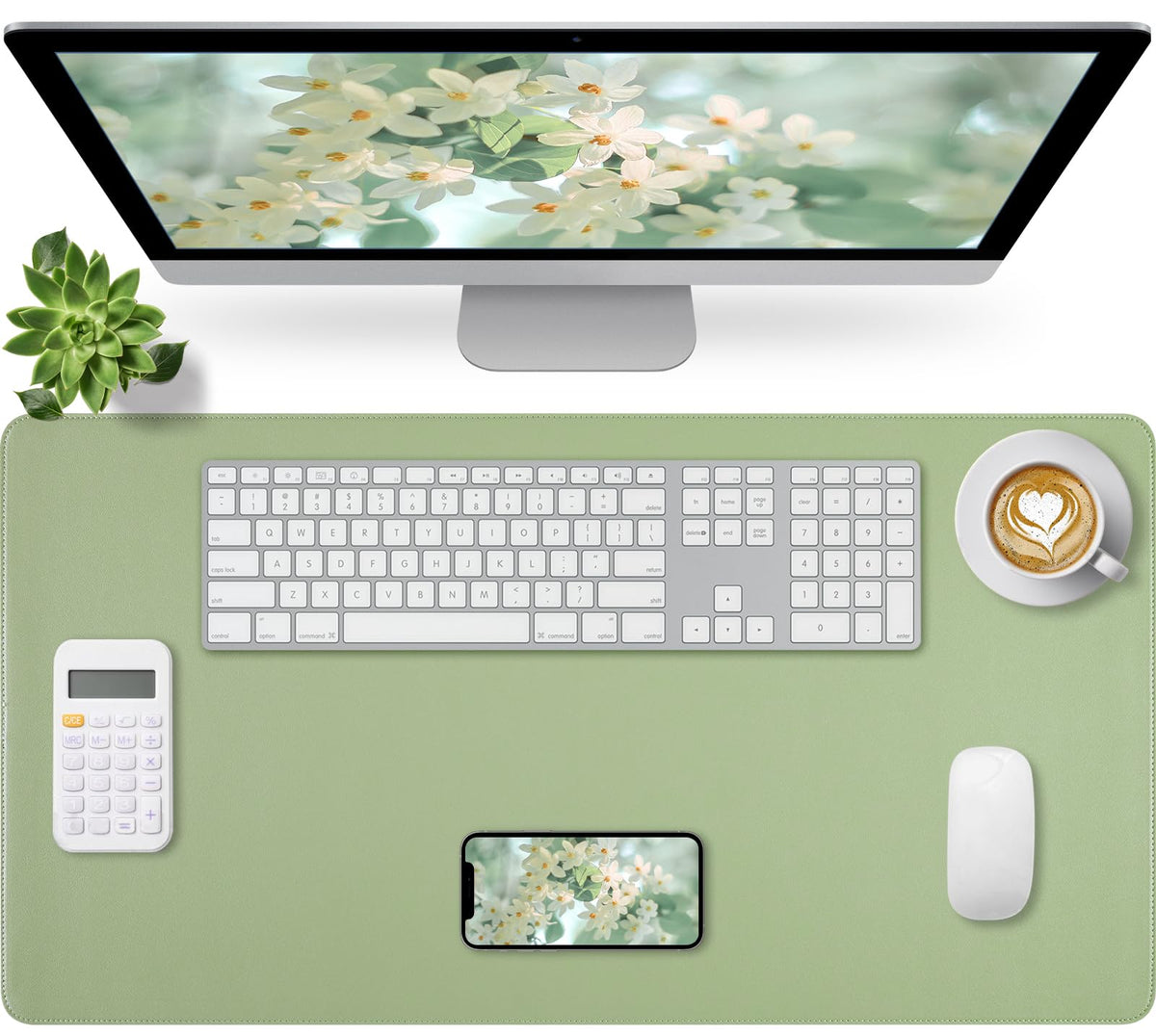 Leather Desk Pad, Mouse Pad, Non-Slip Desk Protector Mat, Leather Desk Blotter, Computer Desk Pad, Waterproof Desk Mat for Office Home Decor - Beige (31.5×15.7 Inches)
