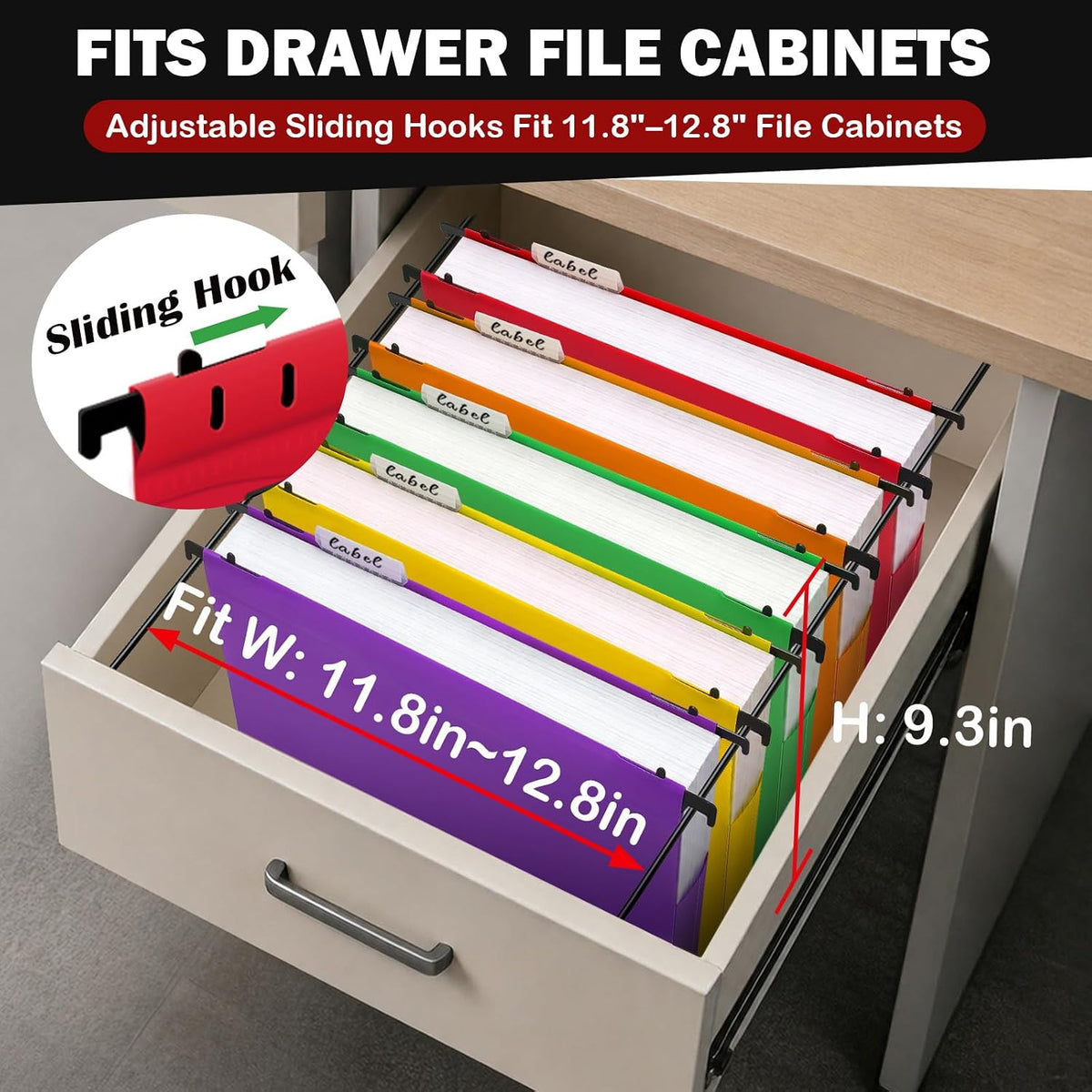 Navona 5 Pack Heavy Duty Plastic Hanging File Folders, Letter Size