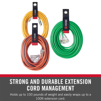 VELCRO Brand Easy Hang Extension Cord Holder Straps Variety Pack, Black