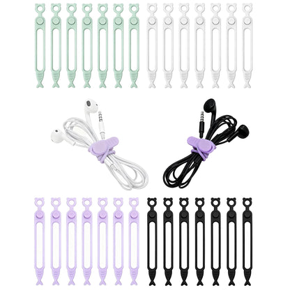 28 Pcs Silicone Cable Ties Reusable, Cable Cord Organizer Straps