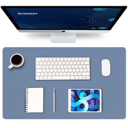 K KNODEL Large Office Desk Mat, Leather Mouse Pad (31.5"x15.7", Black)