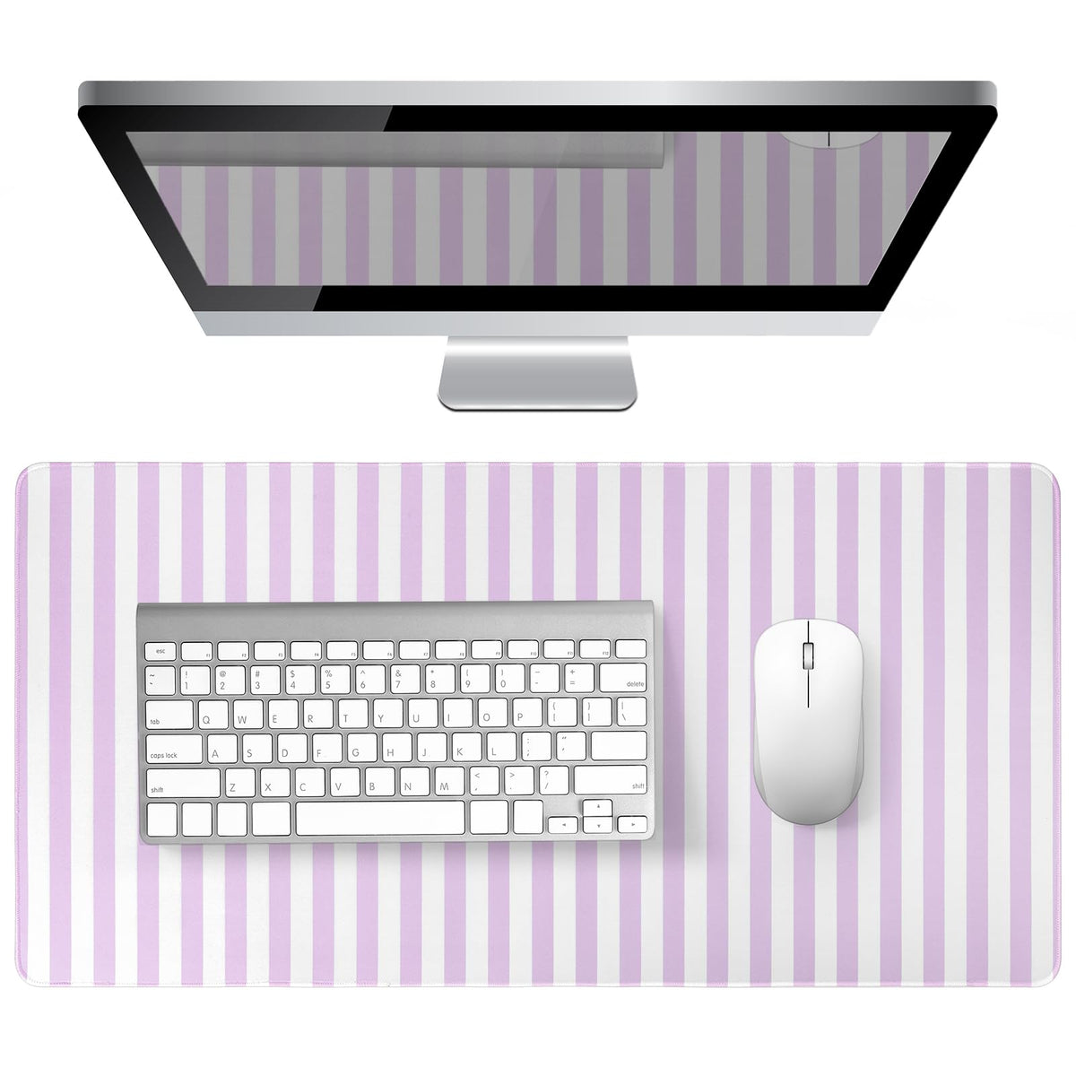 Green Striped Desk Mat Large Mouse Pad Cute Desk Pad Keyboard Computer Mat