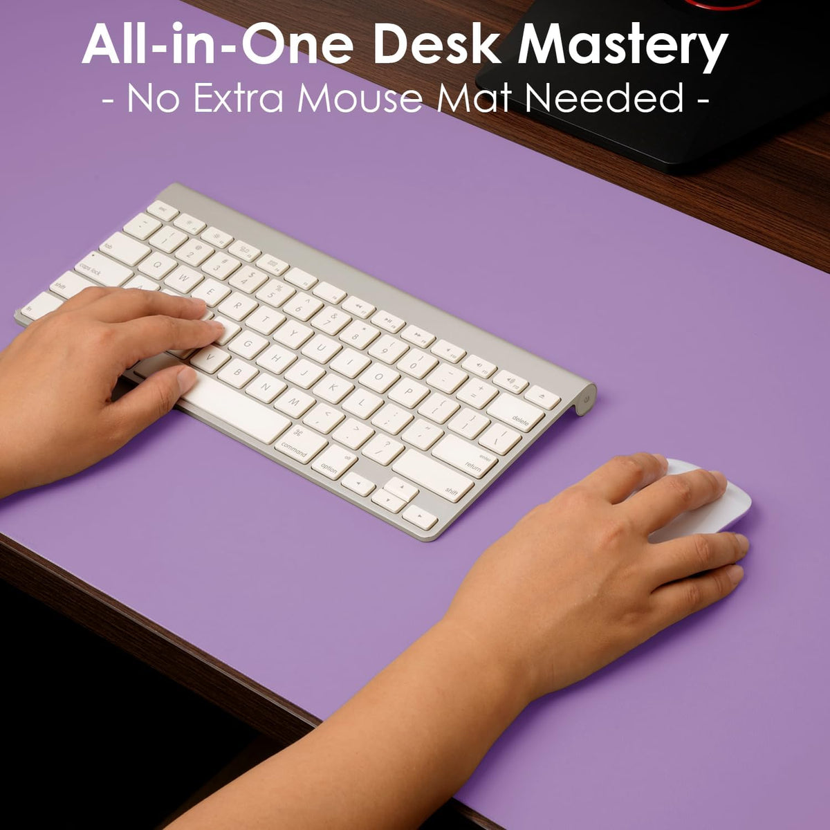 Non-Slip Waterproof Leather Desk Pad Mouse Mat, Purple 31.5x15.7 in