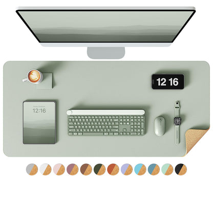 YSAGi Double-Sided Desk Pad, 31.5"x15.7"Leather Desk Mat, Eco Cork Desk Pad Protector,Large Mouse Pad,Waterproof Desk Blotter for Office/Home(Coffee)