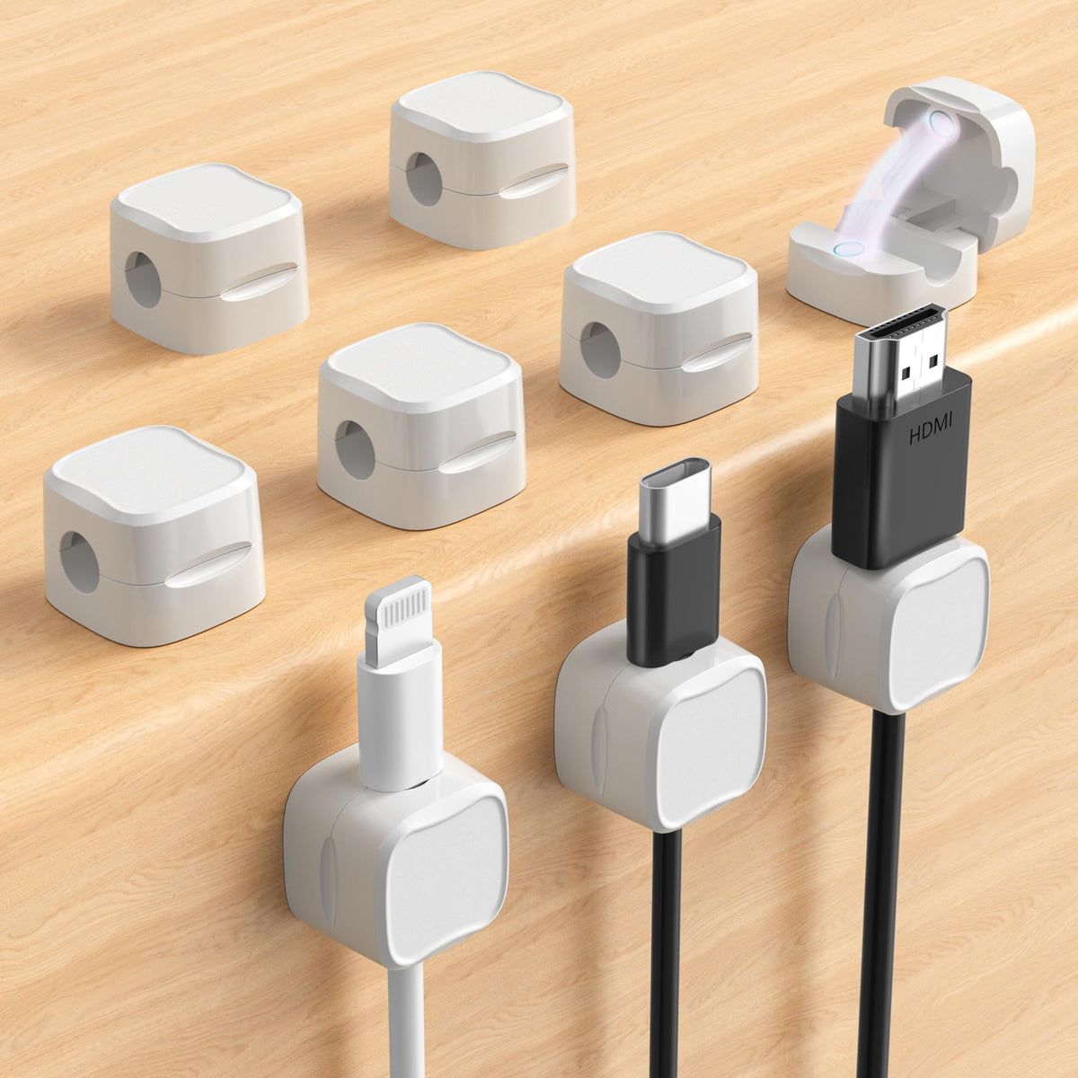 Magnetic Cable Clips, Cute Desk Charger Cord Holder