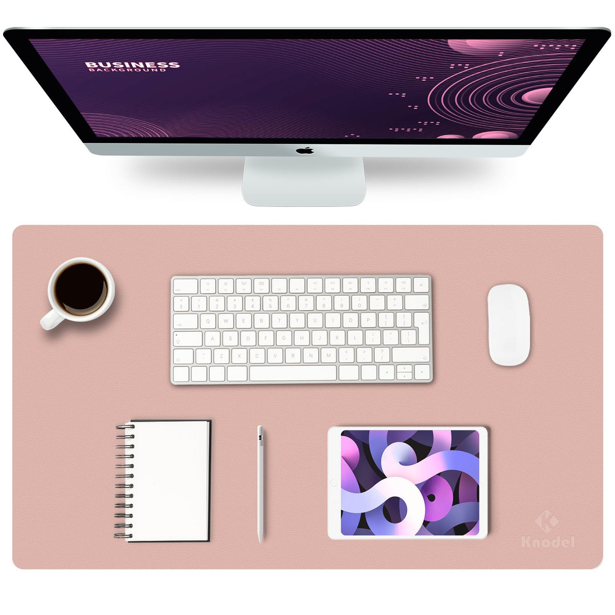 K KNODEL Large Office Desk Mat, Leather Mouse Pad (31.5"x15.7", Black)
