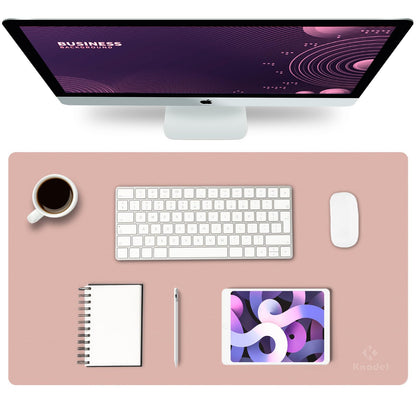 K KNODEL Large Office Desk Mat, Leather Mouse Pad (31.5"x15.7", Black)