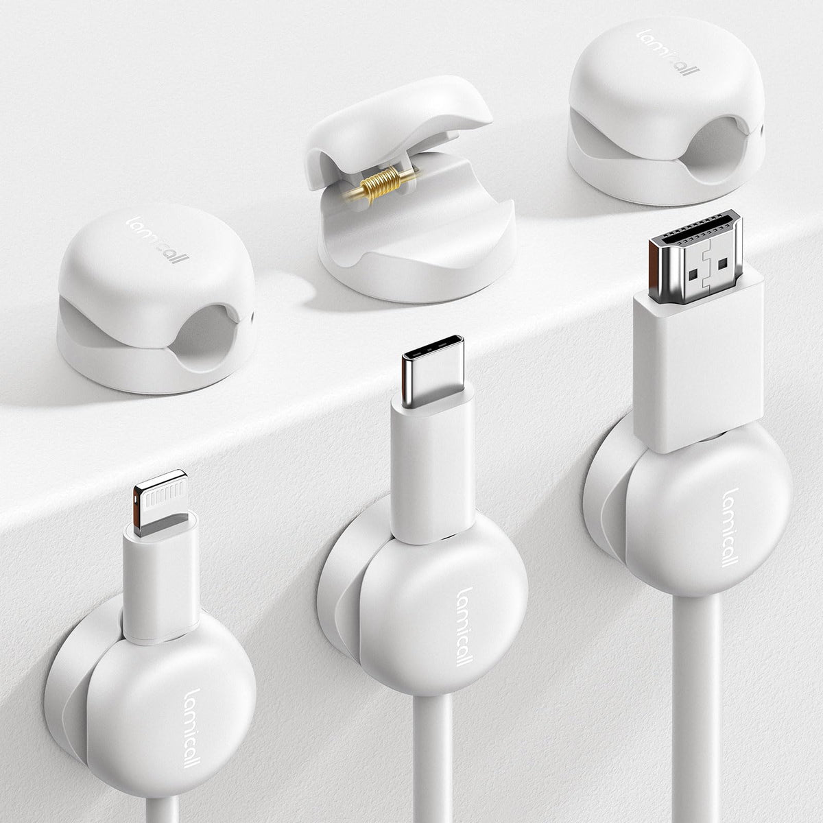 Lamicall 6 Pack Cable Clips, Compact Spring Cord Organizer Holder for Desk