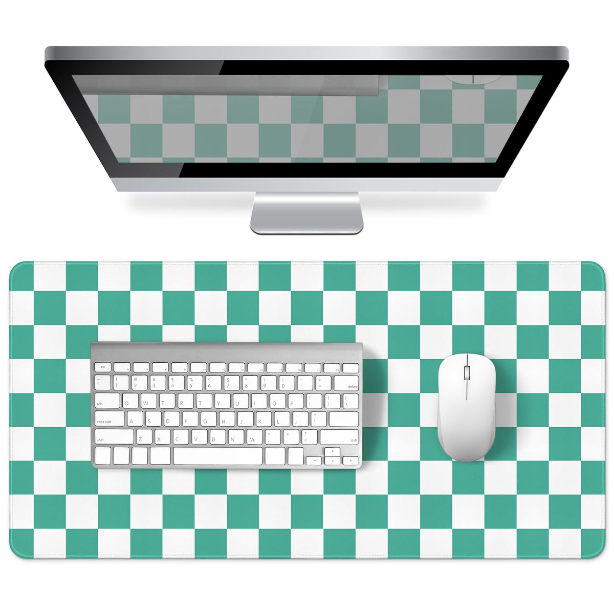 Green Striped Desk Mat Large Mouse Pad Cute Desk Pad Keyboard Computer Mat