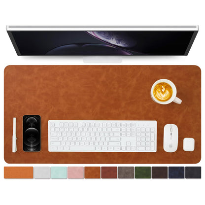 Distressed Leather Desk Mat - Non-Slip PU Desk Pad for Office and Home - Desk Organization and Accessories - Ideal for Large Mouse Pad and Desk Mats on Top of Desks(Tan,31.5"x 15.7")