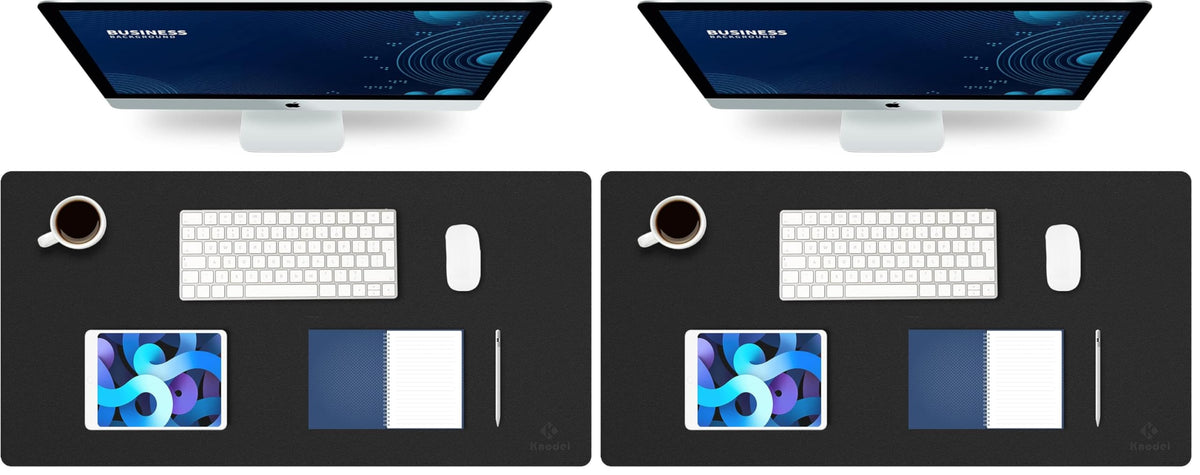 K KNODEL Large Office Desk Mat, Leather Mouse Pad (31.5"x15.7", Black)