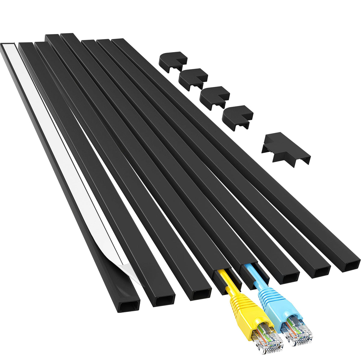 Yecaye Cord Hider, 113in One-Cord Cable Raceways, W0.59in H0.4in, White
