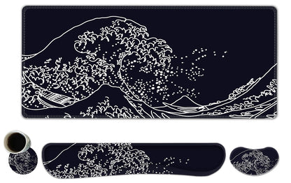 ToLuLu Extended Gaming Mouse Pad, Memory Foam Keyboard Mouse Wrist Rest Set