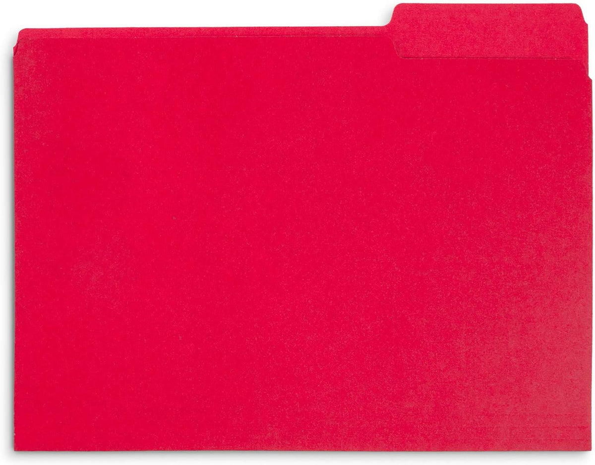 Blue Summit Supplies 100 File Folders, Letter Size, 1/3 Cut Tab, Red