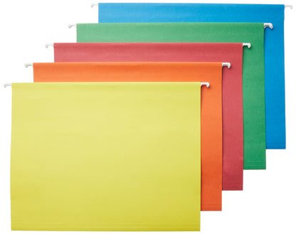 Amazon Basics Hanging File Folders with Adjustable Tabs for Document Organization, Letter Size, 8.5x11 inches, Black, 25-Pack