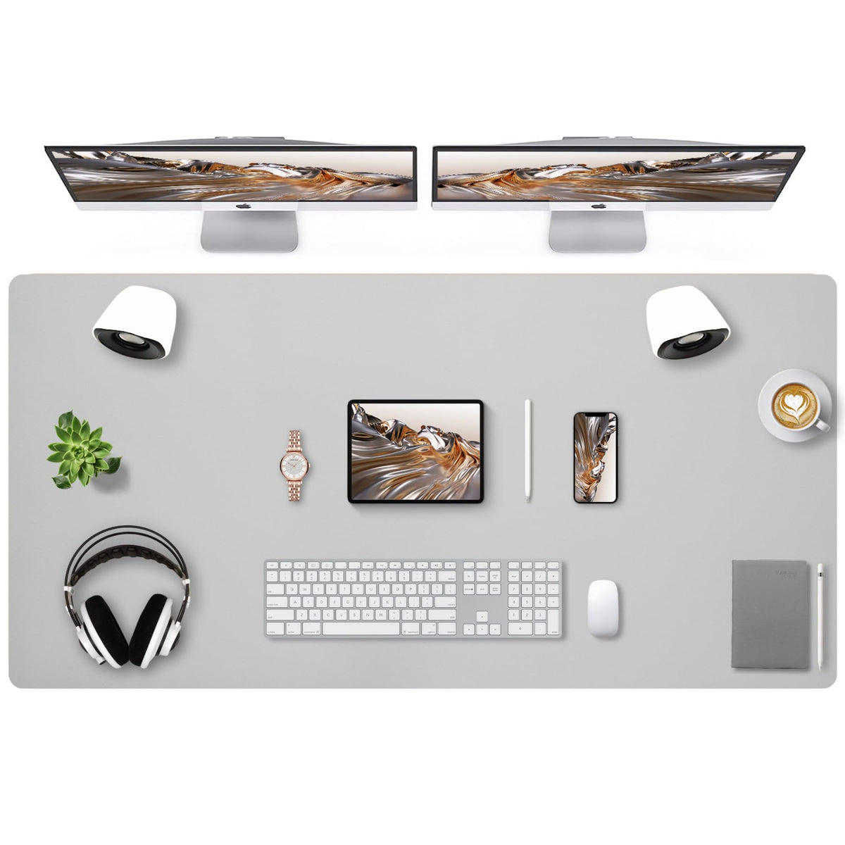 Leather Desk Pad, Mouse Pad, Non-Slip Desk Protector Mat, Leather Desk Blotter, Computer Desk Pad, Waterproof Desk Mat for Office Home Decor - Beige (31.5×15.7 Inches)