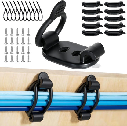 10 Pack Adhesive Cable Clips, Adjustable Cable Management Clips Black