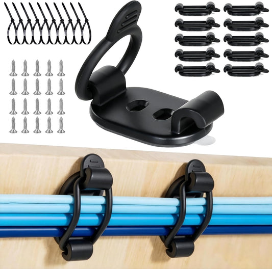10 Pack Adhesive Cable Clips, Adjustable Cable Management Clips Black
