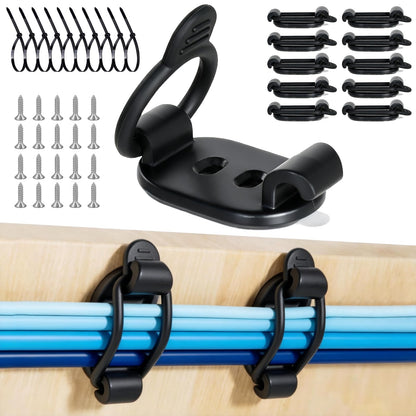 10 Pack Adhesive Cable Clips, Adjustable Cable Management Clips Black