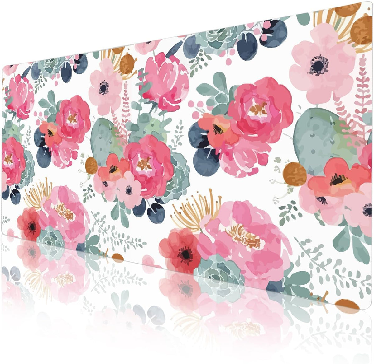 QIYI PU Leather Large Mouse Pad, Waterproof Desk Mat, 31.5" x 15.7", Peony