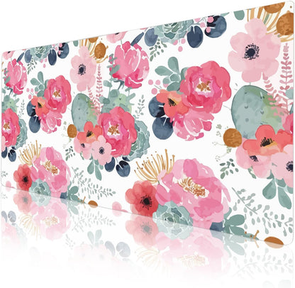 QIYI PU Leather Large Mouse Pad, Waterproof Desk Mat, 31.5" x 15.7", Peony