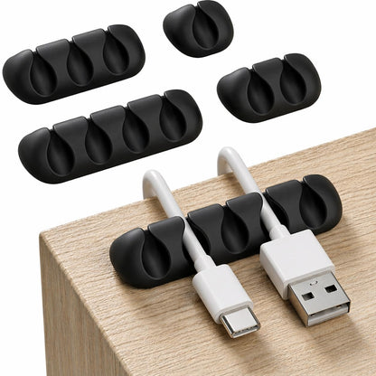 Cord Organizer for Desk, Nightstand Cable Holder, 5 Pack, Multislot, White