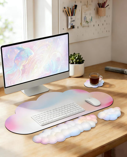JIKIOU Ergonomic Keyboard Wrist Rest &Large Mouse Pad&Mouse Wrist & Cup Pad