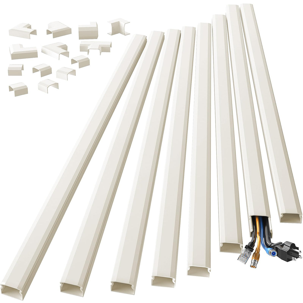Yecaye TV Cord Hider, 42in Cord Cover Wall Mounted, W1.18in H0.6in, White