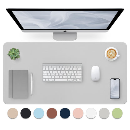 Leather Desk Pad, Mouse Pad, Non-Slip Desk Protector Mat, Leather Desk Blotter, Computer Desk Pad, Waterproof Desk Mat for Office Home Decor - Beige (31.5×15.7 Inches)