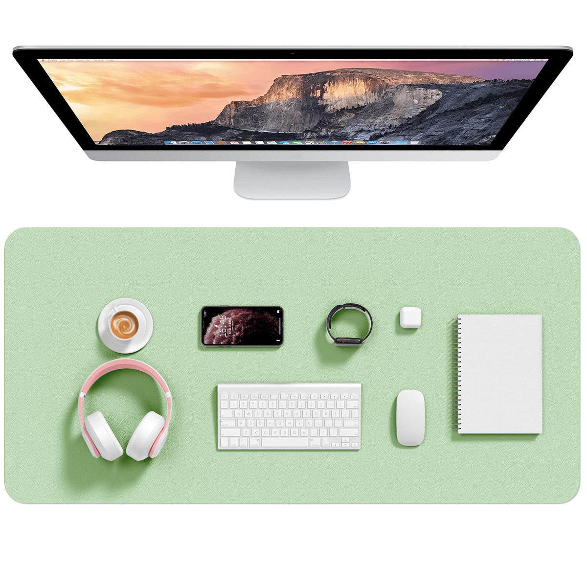 Hsurbtra Desk Pad, 30" x 14" PU Leather Desk Mat, XL Extended Mouse Pad, Waterproof Desktop Blotter Protector, Non-Slip Ultra Thin Large Laptop Keyboard Writing Mat for Office Home, Pink