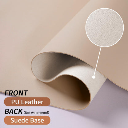 Leather Desk Pad, Mouse Pad, Non-Slip Desk Protector Mat, Leather Desk Blotter, Computer Desk Pad, Waterproof Desk Mat for Office Home Decor - Beige (31.5×15.7 Inches)