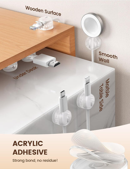 Lamicall 6Pack Clear Rotatable Cord Organizer, [1s Lock] Spring Cable Clips