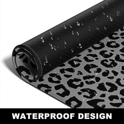 BOSOBO Extended Gaming Desk Mat, XXL Full Cover 31.5 x 11.8 Inches, Black Leopard Print