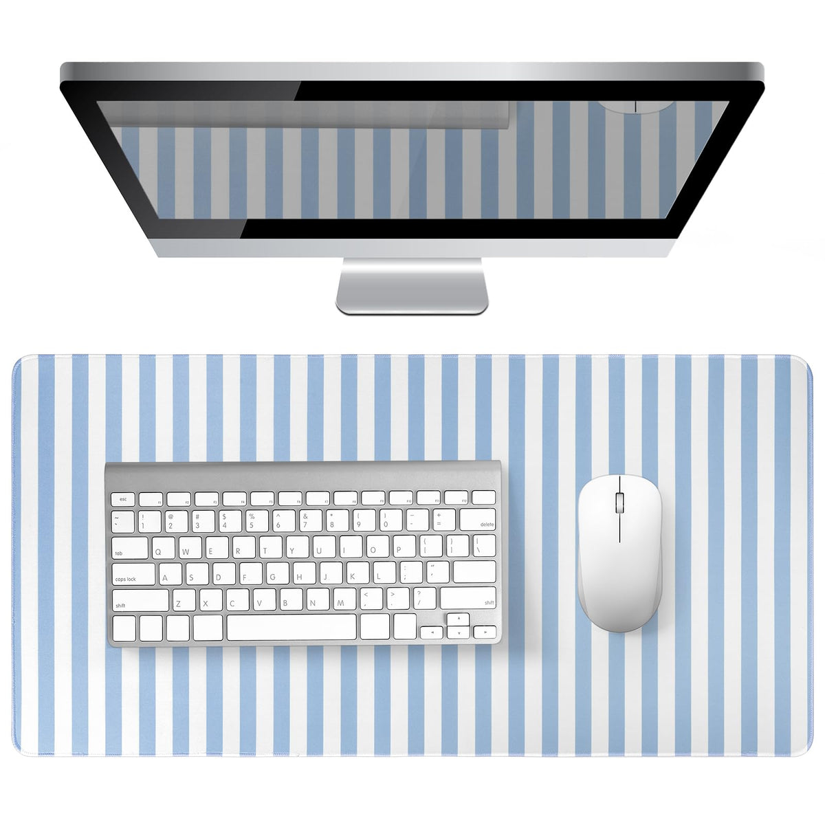 Green Striped Desk Mat Large Mouse Pad Cute Desk Pad Keyboard Computer Mat
