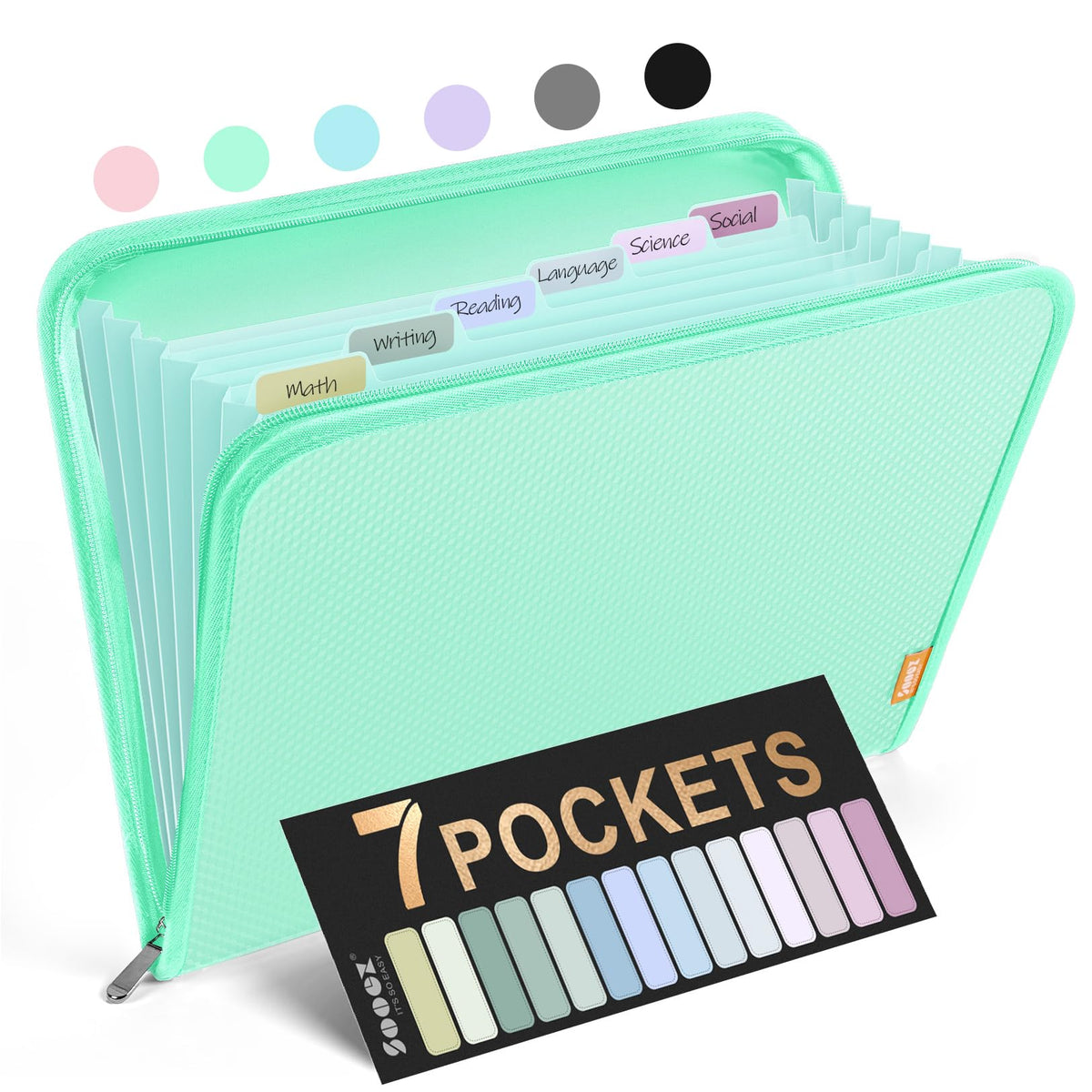 Sooez 13 Pocket Accordion File Organizer, Zipper Expanding File Folder A4