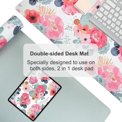 QIYI PU Leather Large Mouse Pad, Waterproof Desk Mat, 31.5" x 15.7", Peony