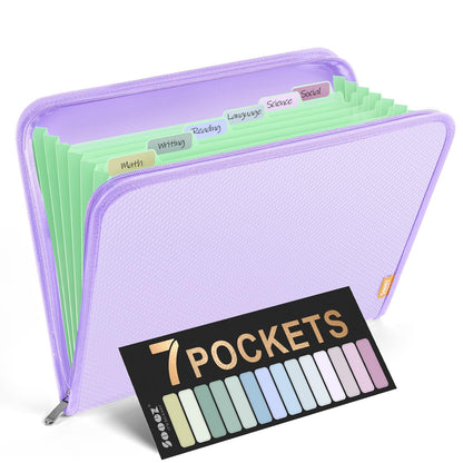 Sooez 13 Pocket Accordion File Organizer, Zipper Expanding File Folder A4