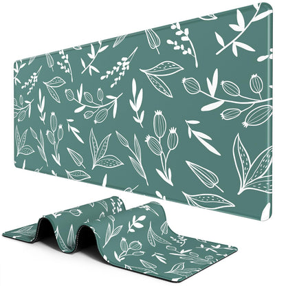 BOSOBO Extended Gaming Desk Mat, XXL Full Cover 31.5 x 11.8 Inches, Black Leopard Print