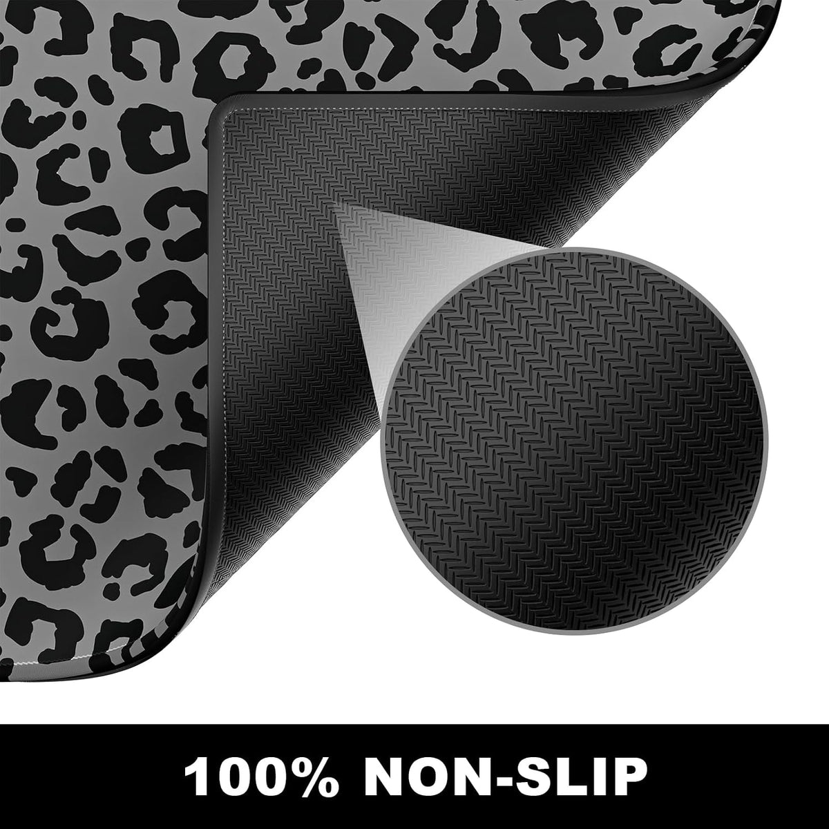 BOSOBO Extended Gaming Desk Mat, XXL Full Cover 31.5 x 11.8 Inches, Black Leopard Print