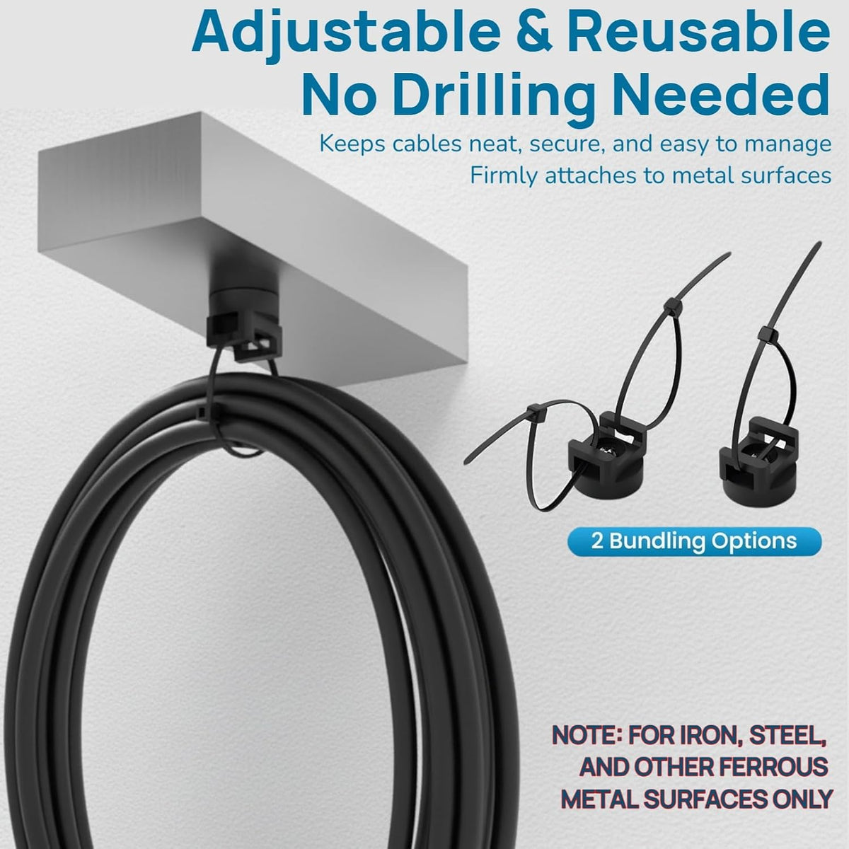 225-Pc Magnetic Cable Ties Set,Magnetic Zip Tie Mounts & Cable Ties