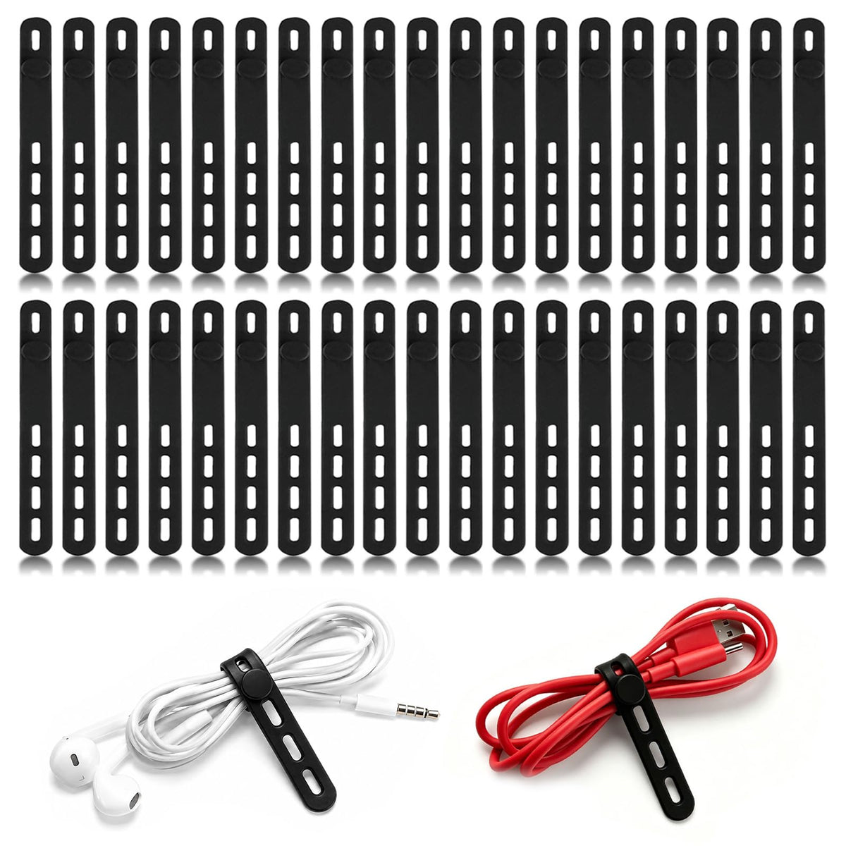 25 Pcs Silicone Cable Ties, Reusable Cable Straps Wire Organizer.