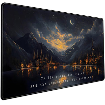 Boho Aesthetic Desk Mat Wildflowers Large Mouse Pad Gaming Desk Pad, XXL Keyboard Mat Full Desktop Women Office Desk Accessories with Stitched Edges Anti-Slip Funny Deskpad, 31.5 X 15.8 in