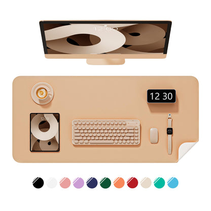 Desk Pad, 30" x 14" PU Leather Non-Slip Desk Mat Large Mouse Pad for Desktop, Waterproof Laptop Computer Writing Mat for Office, Home, Work, Gaming, Ivory White